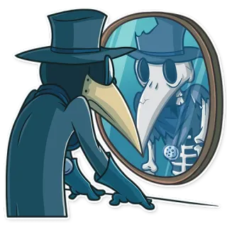 👬 pestdokter, skelet, masker, spiegel, medisch, Halloween, gothic, dood telegram sticker