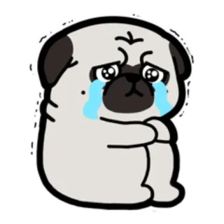 😿 anjing, pug, menangis, sedih, kartun, stiker, emoji telegram sticker