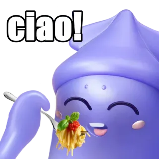 🇮🇹 ciao! italiano, saudação, espaguete, comida, desenho animado whatsapp sticker