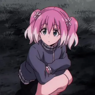 🥺 Anime, Mädchen, pinke Haare, Blumen telegram sticker