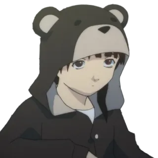 🤨 Anime, Personnage, Sweat à capuche ours, Mignon, Garçon, Dessin animé whatsapp sticker