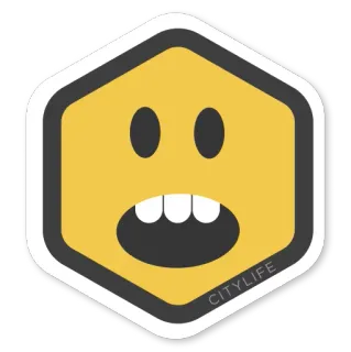 😲 CITYLIFE 顔文字, ステッカー, 絵文字, 都会, 黄色, 顔 whatsapp sticker