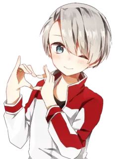 😉 Anime, Manga, Chico, Lindo, Kawaii, Corazón, Guiño telegram sticker