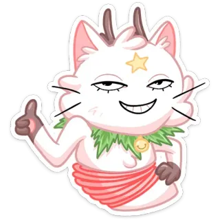 👍 Katze, Tier, Cartoon, Figur, Lächeln, Daumen hoch telegram sticker