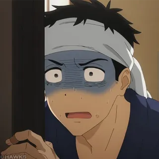 🎏 animé, effrayé, inquiet, choqué, homme telegram sticker