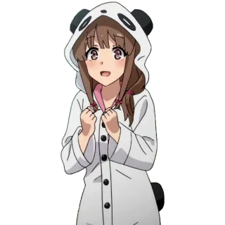 😃 动漫, 女孩, 熊猫, 帽衫, 卡通, 可爱 telegram sticker