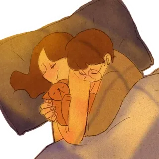 😴 пара, любовь, кровать, сон, милый, мультфильм telegram sticker