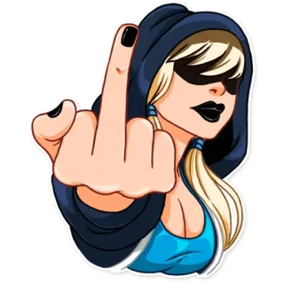 🖕 средний палец, оскорбительный, толстовка, женщина, жест telegram sticker