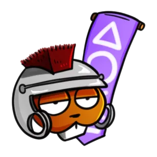 🐴 kartun, tentara Romawi, helm, karakter oranye, seni digital telegram sticker