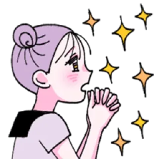 🤲 Dessin animé, Fille, Anime, Paillettes, Mignon, Suppliant, Implorant telegram sticker