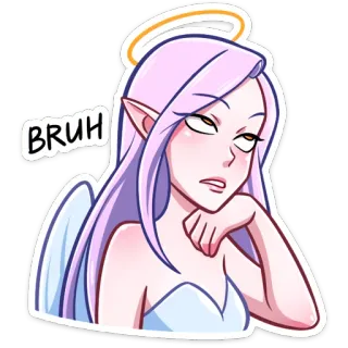 😒 BRUH ангел, братан, отношение, мультик, стикер, эльф telegram sticker