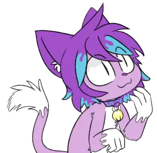 😮 แมว, การ์ตูน, สีม่วง, สัตว์, น่ารัก, ปลอกคอ, กระดิ่ง telegram sticker