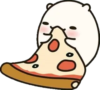 🍕 cute, eating, pizza, food, cartoon, sticker telegram sticker