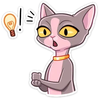 💡 cat, idea, lightbulb, cartoon, thinking, expression, surprise telegram sticker