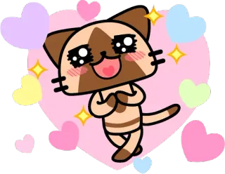 😍 chat, cœur, mignon, kawaii, dessin animé, autocollant telegram sticker