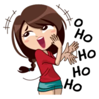 😝 Dessin animé, Excité(e), Fille, Joyeux/Joyeuse whatsapp sticker