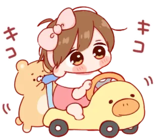 🎭 キコ Anime, Desenho animado, Fofo, Garota, Urso, Pato, Carro whatsapp sticker