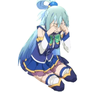 😢 Aqua Konosuba anime, Konosuba, Aqua, menangis, sedih, perempuan, kawaii telegram sticker