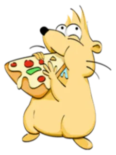 🍕 Kreskówka, Zwierzę, Pizza, Jedzenie, Chomik, Gryzoń, Słodki, Zabawny telegram sticker