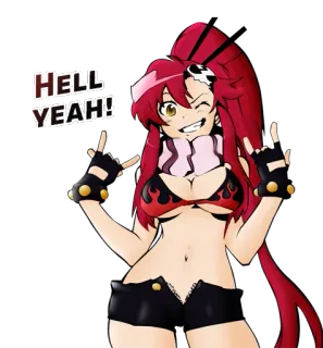 🤘 Yoko Littner Tengen Toppa Gurren Lagann HELL YEAH! anime, manga, character, girl, Yoko Littner, Tengen Toppa Gurren Lagann telegram sticker