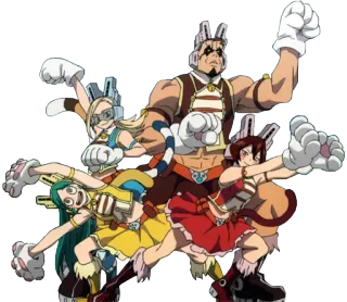 😼 Anime, Dibujos animados, Grupo, Personajes, Orejas de conejo, Superhéroe, Equipo telegram sticker