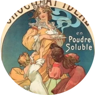 🌺 CHOCOLAT IDEAL en Poudre Soluble vintage, schokolade, werbung, jugendstil, essen, getränk, puder telegram sticker