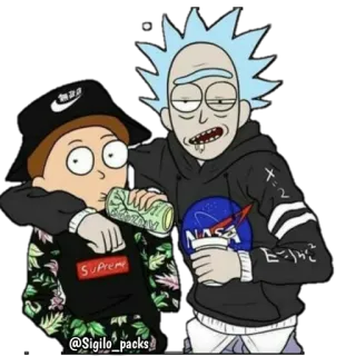 🤪 Rick Rick and Morty @Sigilo_packs rick et morty, dessin animé, supreme, nasa, autocollant telegram sticker