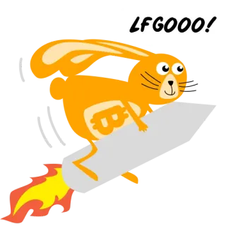 🚀 LFGOOO! rabbit, bitcoin, crypto, lfg, rocket, cartoon, orange telegram sticker