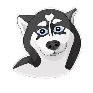 😊 anjing, husky, hewan, peliharaan, kartun, stiker telegram sticker