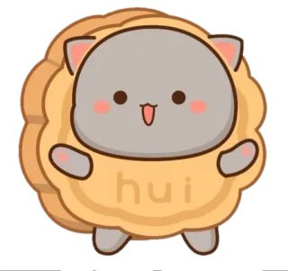 🍼 hui fofo, animal, kawaii, biscoito, gato telegram sticker