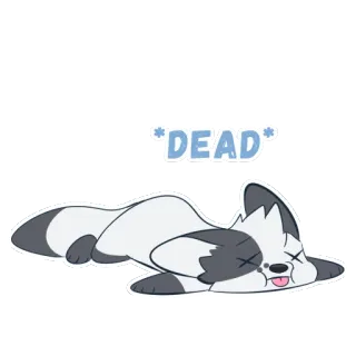 😲 DEAD 死んだ, 動物, 漫画, キツネ, 悲しい, 横たわっている telegram sticker