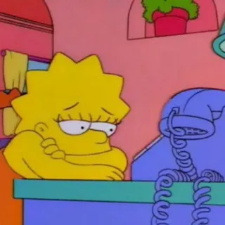 🙁 Lisa Simpson The Simpsons Лиза Симпсон, мультфильм, грустный, телефон, желтый, анимация telegram sticker