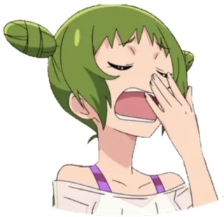 😪 Anime, Ragazza, Sbadiglio, Assonnato/a, Stanco/a, Personaggio, Cartone animato telegram sticker