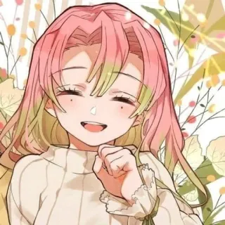 💞 Mitsuri Kanroji Demon Slayer anime, smiling, fanart, cute, character, manga telegram sticker