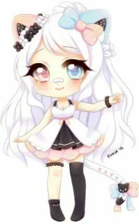 🐱 アニメ, かわいい, ちび, 可愛い, 猫耳, 漫画, デジタルアート telegram sticker