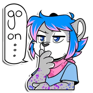 🤔 go on... Furry, Anthro, Cartoon, Kom op, Denken, Illustratie whatsapp sticker