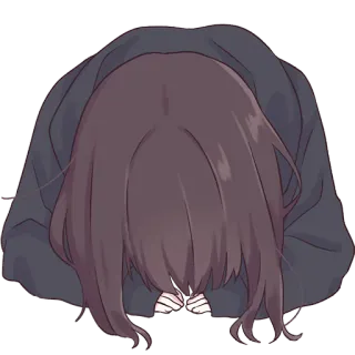 😞 Anime, Cúi chào, Xin lỗi, Cô gái, Buồn, Dễ thương, Cảm xúc telegram sticker