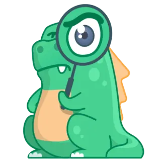 🧐 dinosaur, magnifying glass, searching, cute, cartoon, investigation, detective, green telegram sticker