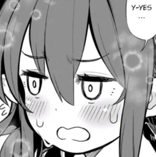 ✅ Y-YES... Anime, Mangá, Garota, Rubor, Expressão, Suor, Fofo telegram sticker