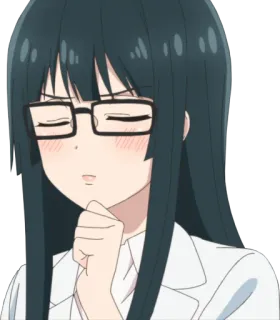 🤔 anime, dziewczyna, okulary, długie włosy, myśli, postać, kobieta, słodkie telegram sticker