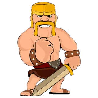 🌀 Barbarian Clash of Clans Barbare, Épée, Clash of Clans, Jeu vidéo, Guerrier whatsapp sticker