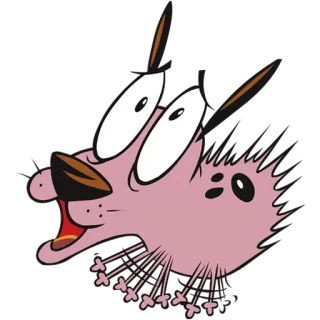 😯 Courage Courage the Cowardly Dog dessin animé, chien, effrayé, rose telegram sticker