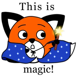 🎇 This is magic! キツネ, 魔法, 魔法使い, 動物, かわいい, マンガ telegram sticker