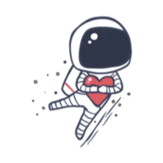 💌 astronauta, coração, amor, espaço, fofo, desenho animado telegram sticker