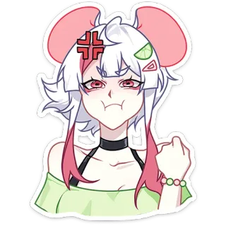 👊 Аниме, Стикер, Мультфильм, Девушка, Милый, Мышь, Злой telegram sticker