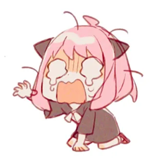 😭 Anya Forger Spy x Family Anime, Spy x Family, Anya Forger, pleurs, Chibi, Dessin animé telegram sticker