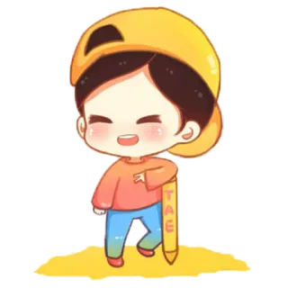 😂 TAE Мультфильм, Милый, Персонаж, Наклейка, Желтый, Кепка telegram sticker