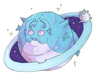😶 Drache, Planet, Monster, süß, Weltraum, Cartoon telegram sticker