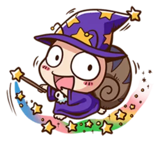 🎩 siput, penyihir, sihir, fantasi, kartun, bintang whatsapp sticker