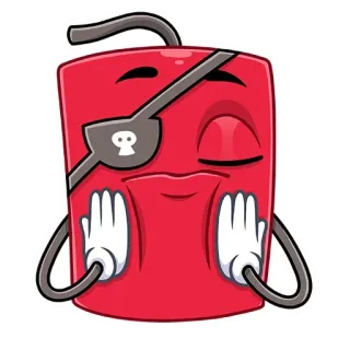 ☺️ desenho animado, adesivo, pirata, caveira, vermelho, bandagem whatsapp sticker